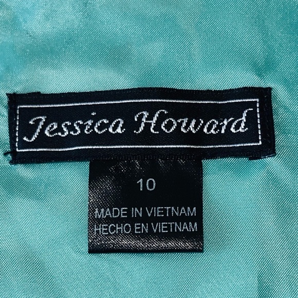 Jessica Howard Turquoise White Taupe Belted Fit And Flare Swing Dress - Picture 13 of 16